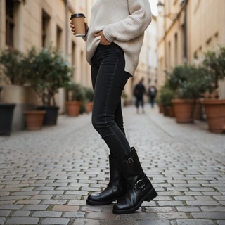 Botas Biker Negras con Hebillas Metálicas Buonarotti: Las Imprescindibles. - Imagen 2